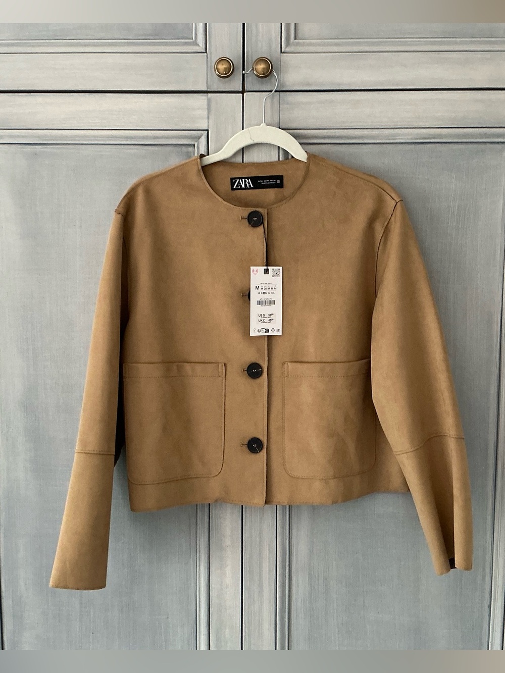 Zara Women's Suede-Look Camel Jacket